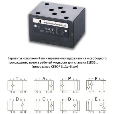 Обратный клапан модульный Hanshang Hydraulic Z1DS6 (CETOP 3)