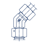 Соединение проходное с накидной гайкой PN Угол 45° гайка-штуцер S серия в сборе с B3 - 605504