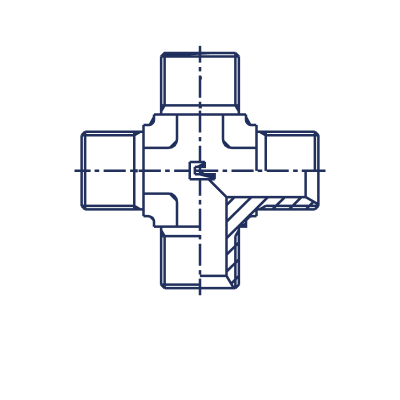 Штуцер ввертной F Крестовой NPT угол конуса 60° - 303701