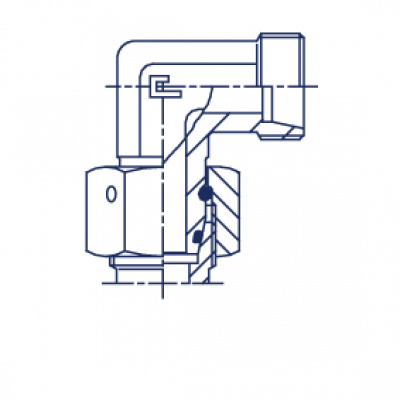 Соединение проходное с накидной гайкой PN Угол 90° - 604205.1