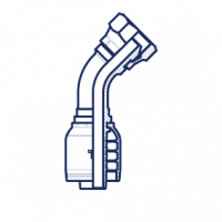 Фитинг предпресованный BSP внутренняя резьба конус 60° угол 45°, предварительно обжатая гайка BS 5200 - ISO 12151-6 - HX0504FGP45