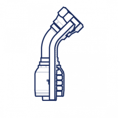 Фитинг предпресованный BSP внутренняя резьба конус 60° угол 45°, предварительно обжатая гайка BS 5200 - ISO 12151-6 - HX1212FGP45