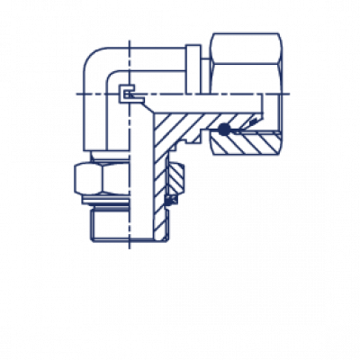 Штуцер ввертной регулируемый FR угол конуса 60° Угловой адаптер метрический 90° с накидной гайкой уплотнение тип G - 308512