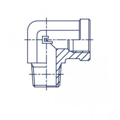 Штуцер ввертной с внутренней резьбой FS Угловой адаптер BSPT 90° внутренняя/наружная резьба уплотнение тип C - 303804