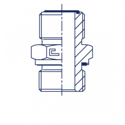 Прямой штуцер BSP с уплотнением и развальцовкой 90°, тип E - 400402