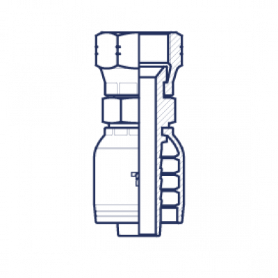 Фитинг для РВД Tieffe SAE внутренняя резьба конус 45° двойная шестигранная гайка - предварительно обжатая гайка SAE J513 (серия H) - HX1212FJCP