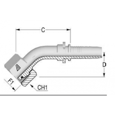 Фитинг для РВД Alfagomma DKO-L конус 24° внутренняя резьба 45 градусов - H1221543-031200