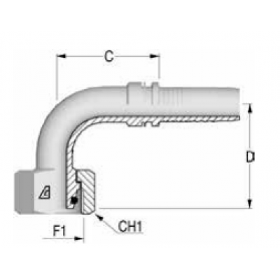 Фитинг для РВД Alfagomma DKO-L конус 24° внутренняя резьба 90 градусов - H1221593-163600