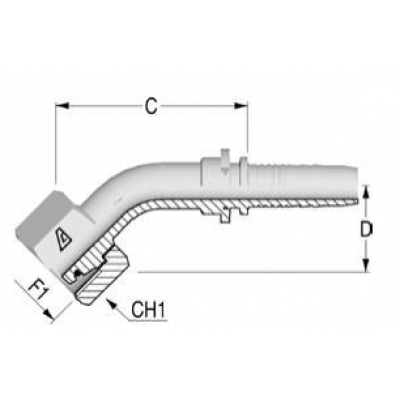 Фитинг для РВД Alfagomma DKO-S конус 24° внутренняя резьба 45 градусов - H1221643-164200