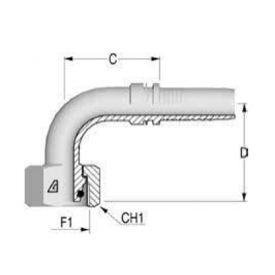 Фитинг для РВД Alfagomma DKO-S конус 24° внутренняя резьба 90 градусов - H1221693-041800