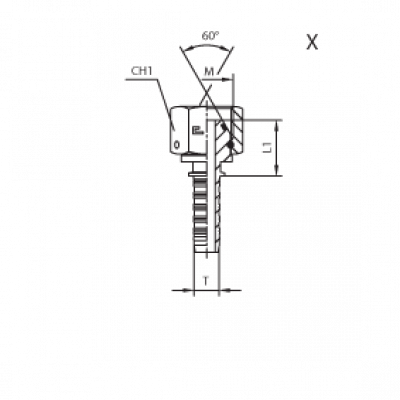 Фитинги для РВД DKM внутренняя резьба - фиксир. накидная гайка - конус 60° O-RING - ISO 8434-6 (BS 5200) - 803605