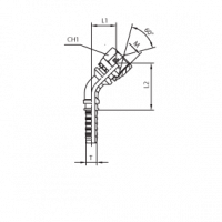 Фитинги для РВД DKM внутренняя резьба угол 45° предварительно обжатая гайка - конус 60° - ISO 8434-6 (BSI 5200) - 804019