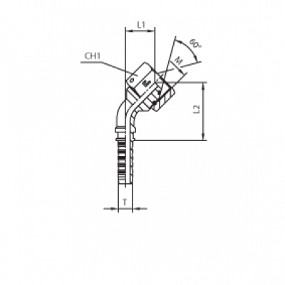 Фитинги для РВД DKM внутренняя резьба угол 45° фиксир. накидная гайка - конус 60° O-RING - 8434-6 (BSI 5200) - 804111