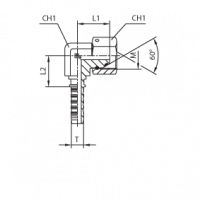 Фитинги для РВД DKM внутренняя резьба угол 90° COMPACT фиксир. накидная гайка - конус 60° O-RING - ISO 8434-6 (BS 5200) - 803901