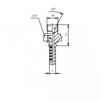 Фитинги для РВД DKM наружная резьба - конус 60° - ISO 8434-6 (BSI 5200) - 803418