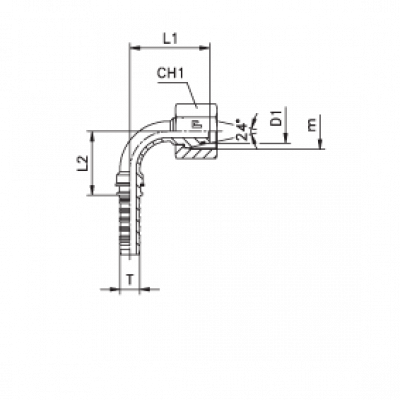 Фитинги для РВД DKO-L/DKO-S внутренняя резьба угол 90° накидная гайка - конус 24° с O-RING - ISO 8434-1 (DIN 2353) - 801136