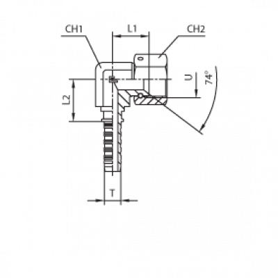Фитинг для РВД CAST JIC внутренняя резьба угол 90° COMPACT фиксир. накидная гайка - конус 74° - ISO 8434-2 (SAE J514) - 802107