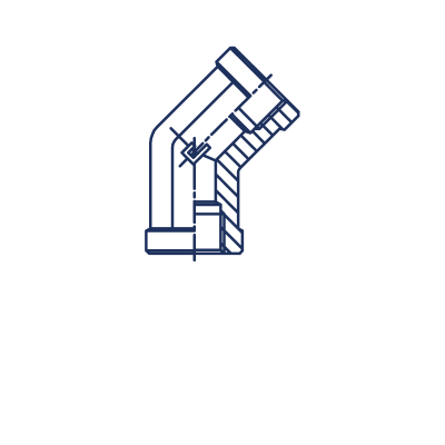 Соединение проходное гайка-гайка PS Угловой адаптер BSP 45° уплотнение тип С - 304404