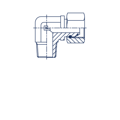 Штуцер ввертной с внутренней резьбой FS Угловой адаптер NPT 90° с накидной гайкой - 306304