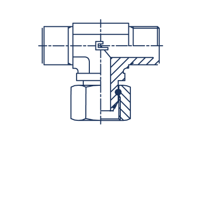 Соединение проходное штуцер-гайка PF T-образное BSP с накидной гайкой - 306801