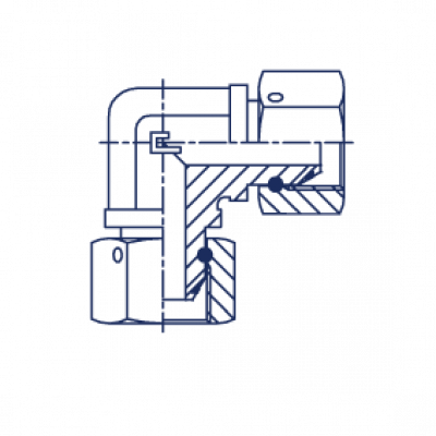 Соединение проходное гайка-гайка PS Угловой адаптер метрический 90° с накидной гайкой - 308102
