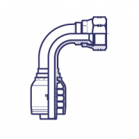Фитинг для РВД Tieffe SAE внутренняя резьба - конус 45° - угол 90° - предварительно обжатая гайка SAE J513 (серия H) - HX0507FJP90