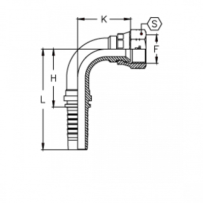 Фитинг для РВД Tieffe серии CX JIC Внутренняя резьба угол 90° обжатая гайка - CX0808FIP90