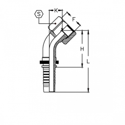 Фитинг для РВД Tieffe серии CX ORFS с внутренней резьбой, угол 45° - CX0810FRS45