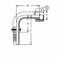 Фитинг для РВД Tieffe серии CX ORFS Внутренняя резьба угол 90° удлиненный - CX0404FRS90L