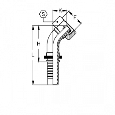 Фитинг для РВД Tieffe DKO-S Внутренняя резьба угол 45° - CX04FOS6S45