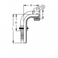Фитинг для РВД Tieffe DKO-S Внутренняя резьба угол 90° - CX03FOS6S90