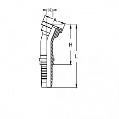 Фланец для РВД Tieffe SAE SF 3000 код 61 угол 22,5° - CX2020FL22