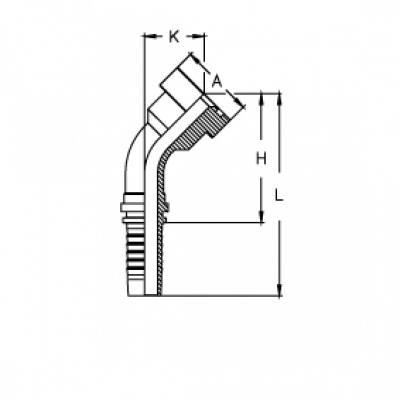 Фланец для РВД Tieffe SF CAT 6000 SUPERCAT угол 45° - CX1212YP45