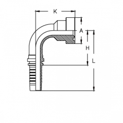 Фланец для РВД Tieffe SF CAT 6000 SUPERCAT угол 90° - CX2424YP90