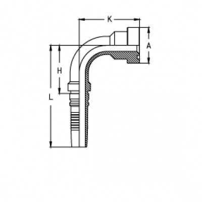 Фланец для РВД Tieffe Interlock SF CAT 6000 SUPERCAT угол 90° - CH1216YP90B