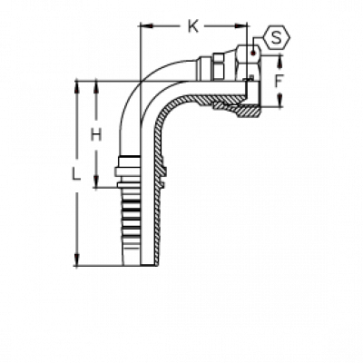 Фитинг универсальный CX BSP Внутренняя резьба угол 90° обжатая гайка - CX0402FGP90