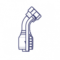 Фитинг для РВД Tieffe JIC внутренняя резьба - конус 37° - угол 45° - предварительно обжатая гайка (серия H) - HX0405FIP45