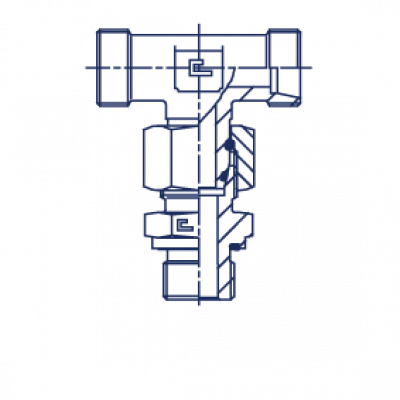 Штуцер ввертной с накидной гайкой FN 24 T-образное метрический, уплотнение тип Е - 605210.1