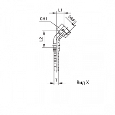 Фитинг для РВД CAST Interlock ORFS внутренняя резьба, обжатая/накидная гайка угол 45° - 807702
