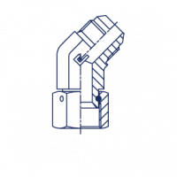 Проходное трубное соединене с накидной гайкой PN Угол 45° - 204101.3