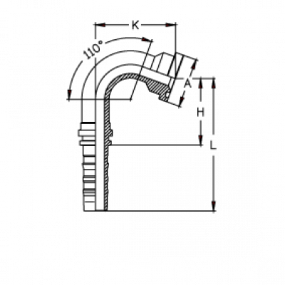 Фланец для РВД Tieffe SAE SF CS 3000 код 61 угол 110° - удлиненный - CS1212FL110
