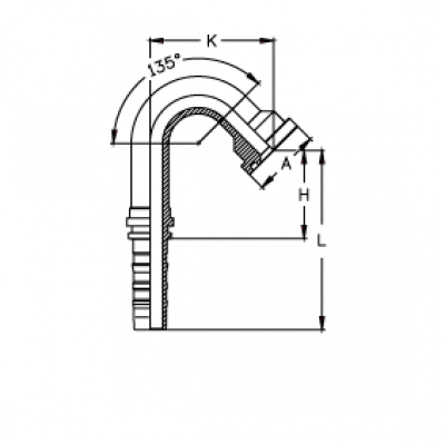 Фланец для РВД Tieffe SAE SF CS 3000 код 61 угол 135° - CS1616FL135