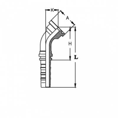 Фланец для РВД Tieffe SAE SF CS 3000 код 61 угол 45° - CS2016FL45