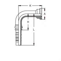 Фланец для РВД Tieffe SAE SF CS 3000 код 61 угол 90° - удлиненный - CS1212FL90-K127