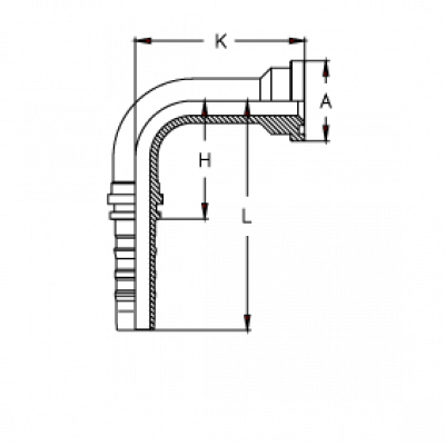 Фланец для РВД Tieffe SAE SF CS 3000 код 61 угол 90° - удлиненный - CS1616FL90-K118