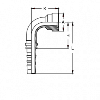 Фланец для РВД Tieffe SUPERCAT SF CS CAT 6000 угол 90° - CS1212YP90