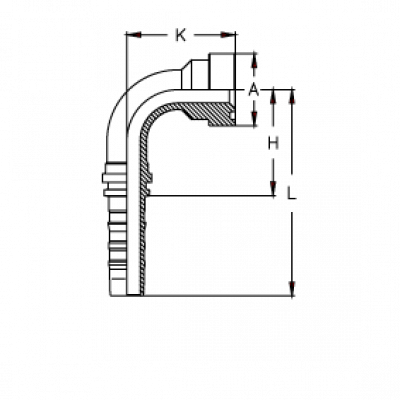 Фланец для РВД Tieffe SUPERCAT SF CS CAT 6000 угол 90° - CS2024YP90