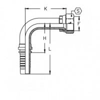 Фитинг для РВД Tieffe серии CX JIC Внутренняя резьба обжатая гайка, удлиненный - CX0404FIP90L