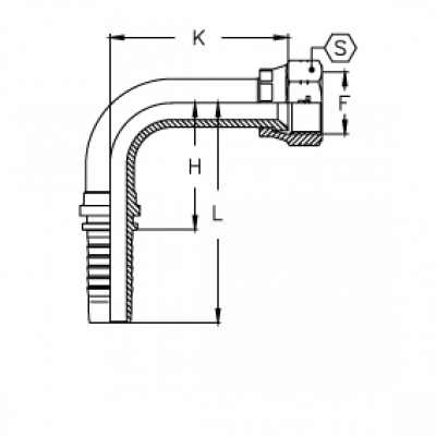 Фитинг для РВД Tieffe серии CX JIC Внутренняя резьба обжатая гайка, удлиненный - CX0406FIP90L