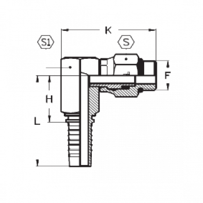 Фитинг для РВД Tieffe SAE Наружная резьба O-RING BOSS 90 град. поворотный - CX0810SMS90